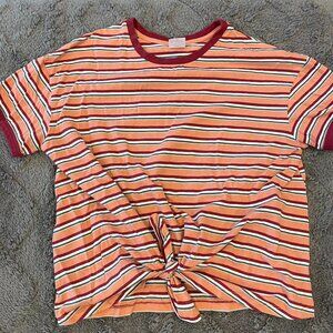 Pink stripped tie front top